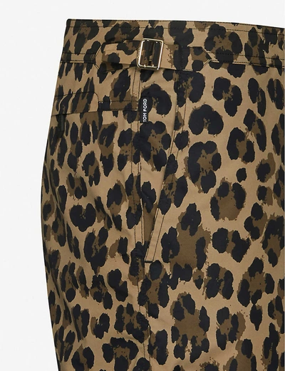 Shop Tom Ford Animal-print Drawstring Swim Shorts In Leopard