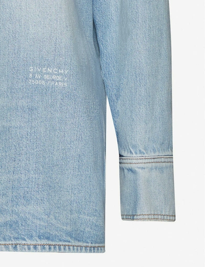 Shop Givenchy Logo-print Denim Shirt In Light+blue