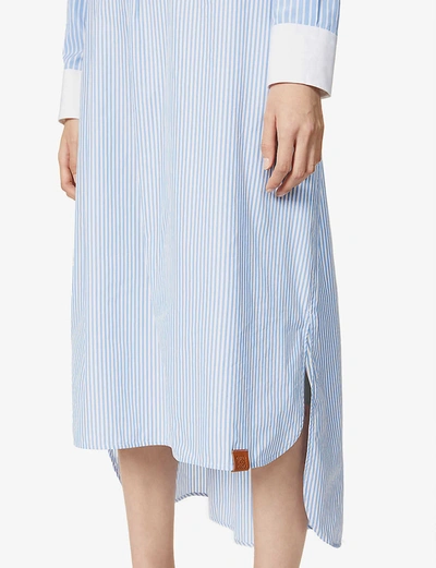 Shop Loewe Striped Cotton-poplin Shirt Midi Dress In White Blue