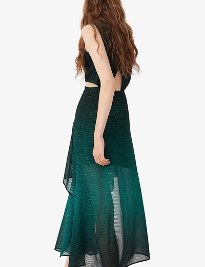 Shop Maje Resio Jacquard Woven Midi Dress In Dark Green