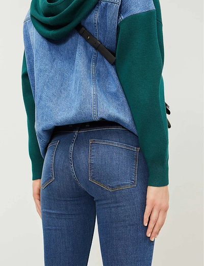 Shop Sandro Womens Blue Vintage Denim High-rise Skinny Stretch-organic Cotton Denim Jeans 34