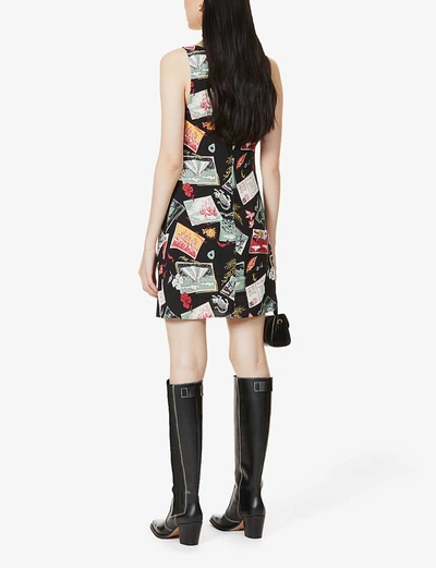 Shop Reformation Noha Printed Crepe Mini Dress In Postcards