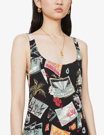 Shop Reformation Noha Printed Crepe Mini Dress In Postcards