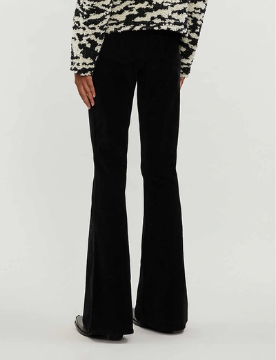 Shop Frame Le High Flare High-rise Velvet Trousers In Noir