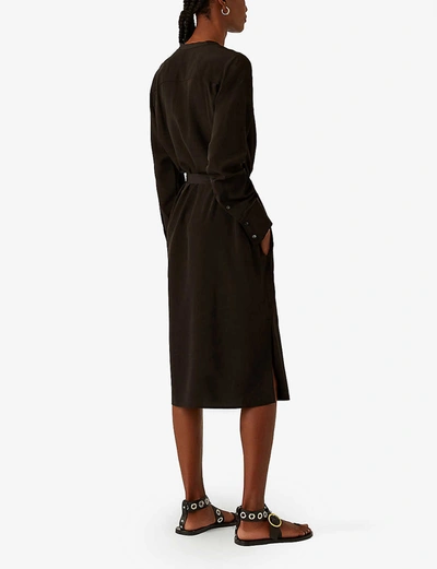 Shop Joseph Datya Crepe De Soie Midi Dress In Black