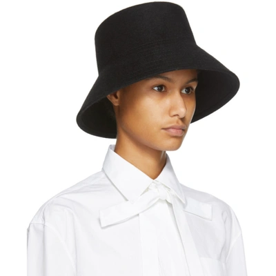 Shop Valentino Black  Garavani Vlogo Bucket Hat In 0no Nero