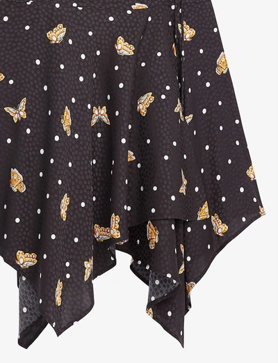 Shop The Kooples Butterfly-print Crepe Wrap Dress In Bla01