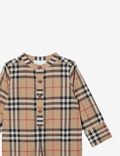 Shop Burberry Pierre Checked Cotton Jumpsuit 1-12 Months