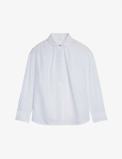 Shop Sandro Elam Embroidered Cotton Shirt In White