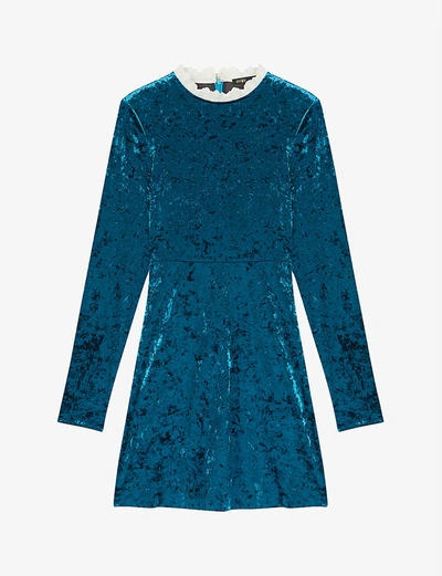 Shop Maje Randy Lace And Velvet Mini Dress