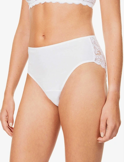 Shop Hanro Women's White Moments Stretch-lace Maxi Briefs