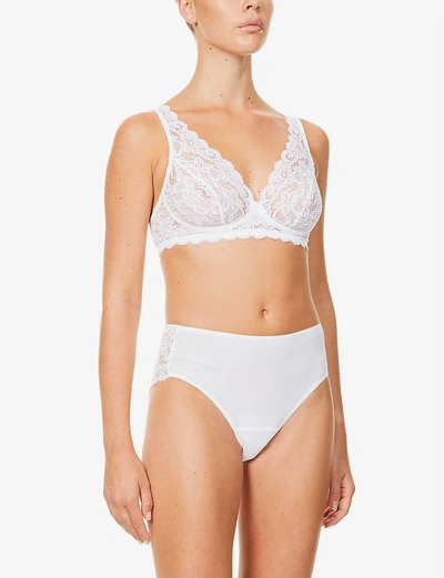 Shop Hanro Women's White Moments Stretch-lace Maxi Briefs