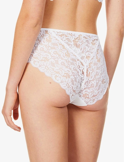 Shop Hanro Women's White Moments Stretch-lace Maxi Briefs