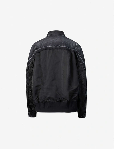 Shop Sacai Contrast-panel Denim Jacket In Black