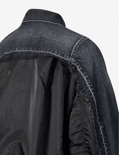 Shop Sacai Contrast-panel Denim Jacket In Black