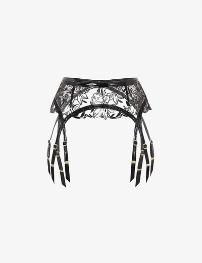 Shop Agent Provocateur Ozella Pvc And Lace Suspender Belt In Black