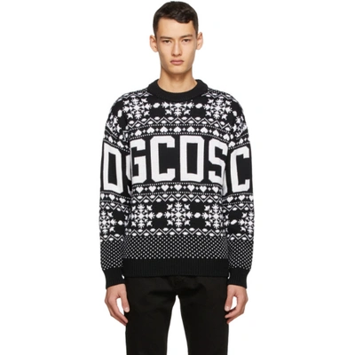 Shop Gcds Black Christmas Logo Sweater In 02 Black