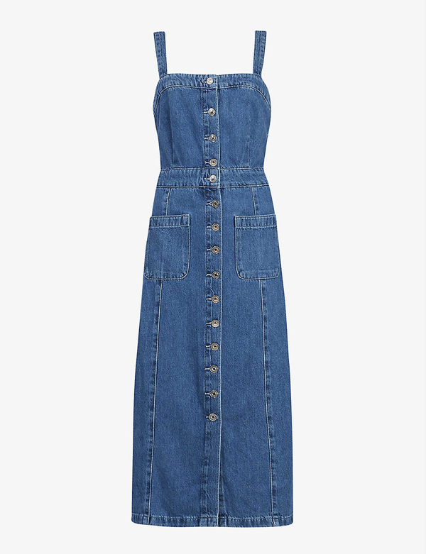 denim button midi dress