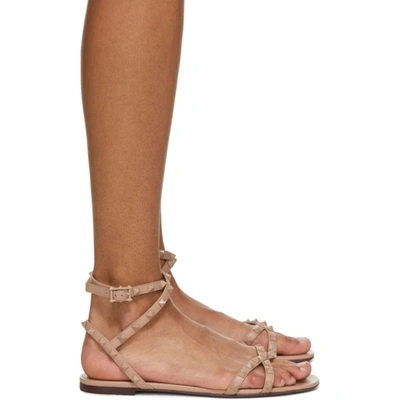 Shop Valentino Pink  Garavani Rockstud Flair Flat Sandals In Gf9 Rose