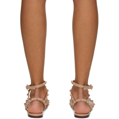 Shop Valentino Pink  Garavani Rockstud Flair Flat Sandals In Gf9 Rose