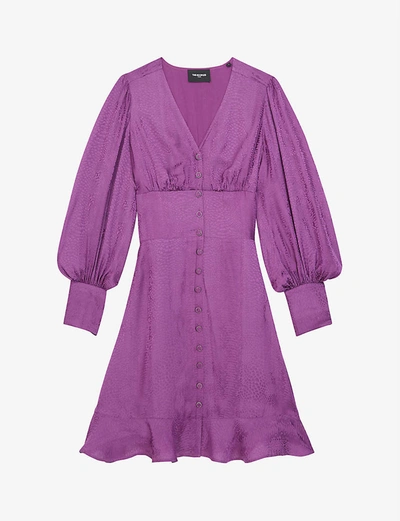Shop The Kooples V-neck Silk-satin Mini Dress In Pur01