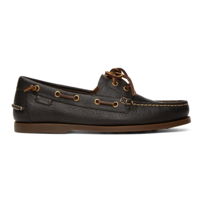 Shop Polo Ralph Lauren Brown Boat Shoe Loafers In Dark Brown
