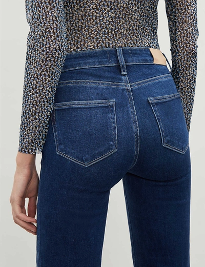 Shop Paige Genevieve High-rise Faded Flared Jeans In Lookout