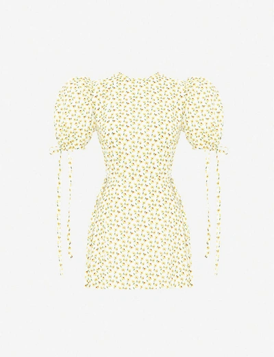 Shop The Vampire's Wife The Wrapsody Floral-print Cotton Mini Dress In Yellow+harmony