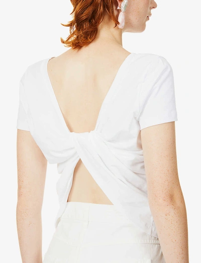 Shop Jacquemus Sprezza Tie-back Cotton-jersey T-shirt In Off+white