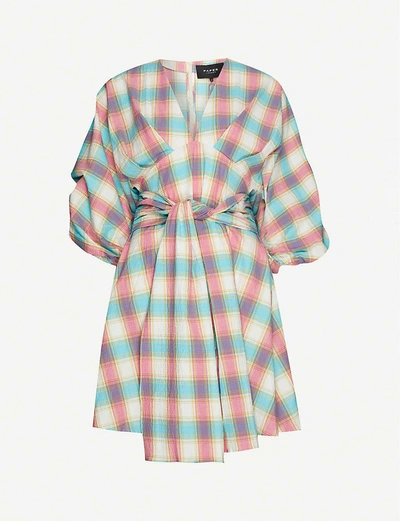 Shop Paper London Kaia Check-print Cotton Mini Dress In Adios+beaches+multi