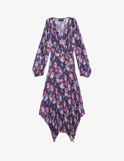 Shop The Kooples Floral-print Silk-crepe Midi Dress In Mu01