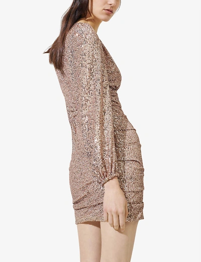 Shop Maje Long-sleeve Sequinned Mini Dress