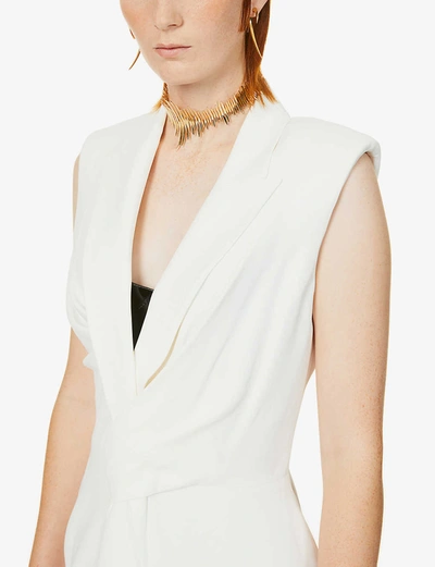 Shop Alexander Mcqueen Sleeveless Woven Midi Blazer Dress In Light+ivory