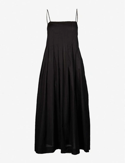 Shop Three Graces London Lucia Cotton Midi Dress In Black