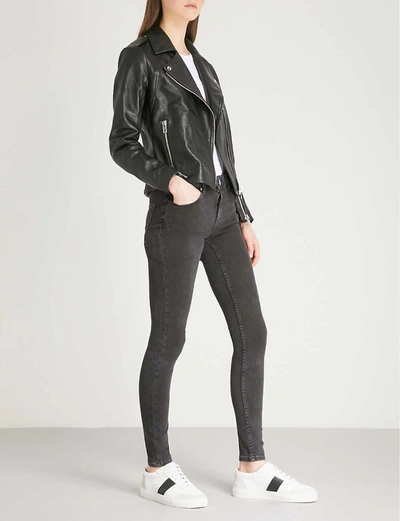 Shop Sandro Women's Black Skinny Mid-rise Jeans