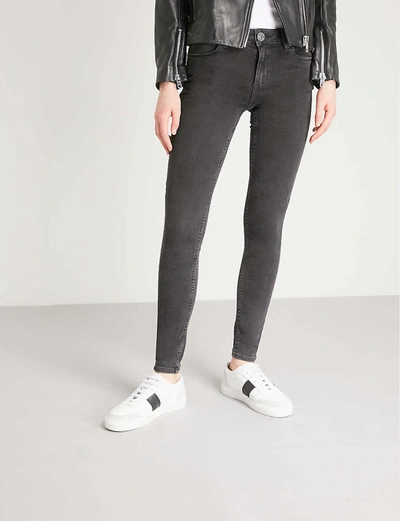 Shop Sandro Women's Black Skinny Mid-rise Jeans