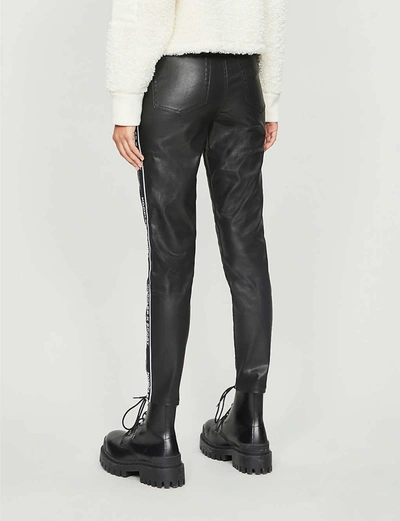 Shop The Kooples Sport Logo-trim Straight-leg Waxed High-rise Jeans