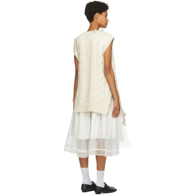 Shop Simone Rocha Off-white Cable Knit V-neck Vest In Cream/pearl