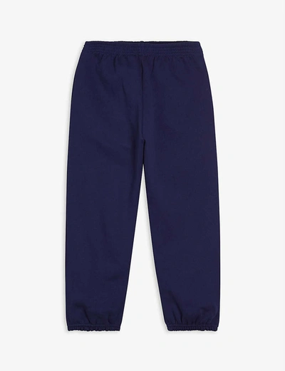 Shop Balenciaga Political Logo-embroidered Cotton Jogging Bottoms 4-10 Years In Blue