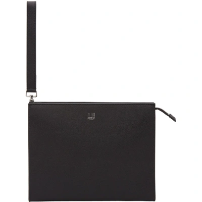 Shop Dunhill Black Cadogan Zipped Pouch In 001 Black