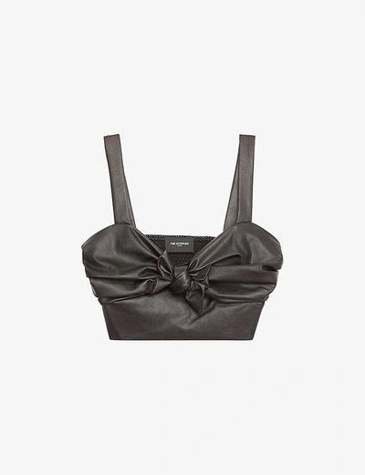 Shop The Kooples Faux-leather Cropped Top