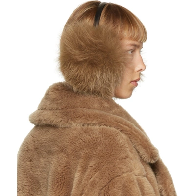 Shop Yves Salomon Brown Fluffy Fur Ear Muffs In A2156 Madel