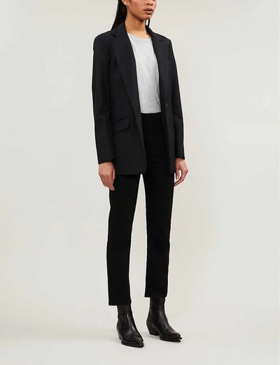 Shop Rag & Bone Nina Cropped Straight-leg Mid-rise Jeans In No+fade+black