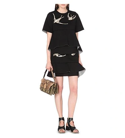 Shop Marni Sequin-embellished Neoprene Skirt In Coal+inox