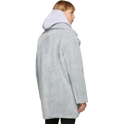 Shop Yves Salomon - Meteo Grey Shearling Coat In A7142 Fjord