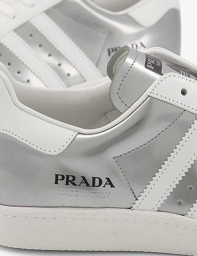 Shop Adidas Statement Adidas X Prada Superstar Leather Trainers In Silver Metallic