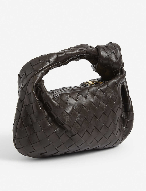 Bottega Veneta Jodie Mini Intrecciato Knot Hobo Bag In Black/ Silver ...