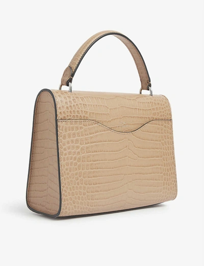 Shop Anya Hindmarch Croc-embossed Small Leather Postbox Bag In Sable