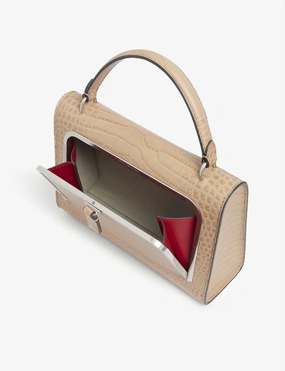 Shop Anya Hindmarch Croc-embossed Small Leather Postbox Bag In Sable