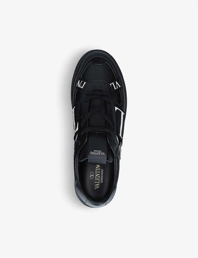 Shop Valentino Vl7n Logo-embellished Leather Trainers In Black